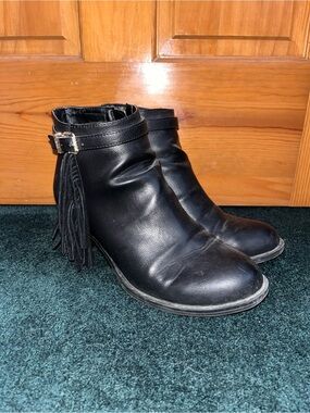 Circus by Sam Edelman Black Fringe Buckle Ankle Boots